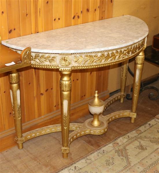 Marble top gilt console table